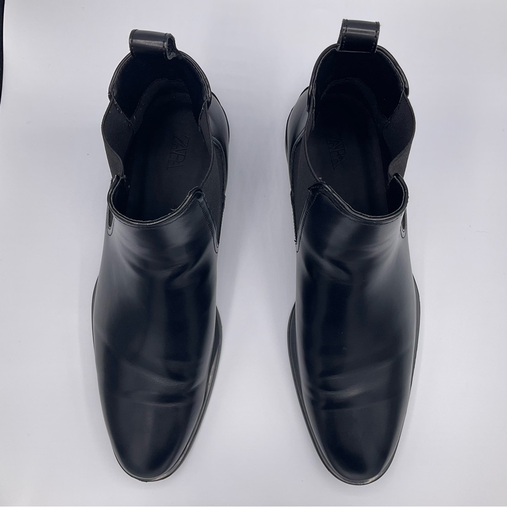 ZARA - Black Leather Dress Casual Chelsea Boots - Picture 5 of 11